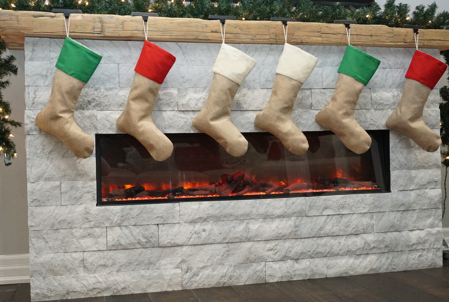 3 pack - Burlap Christmas Stockings