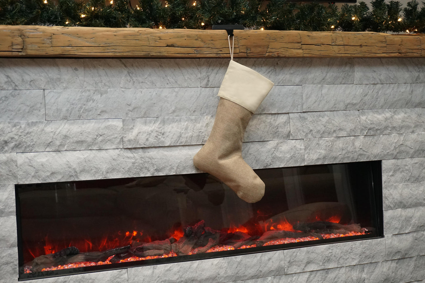 3 pack - Burlap Christmas Stockings